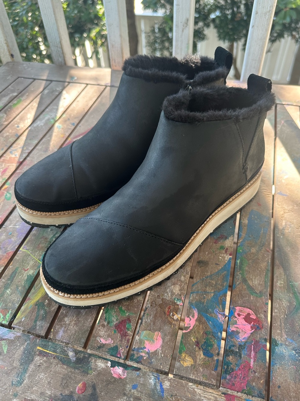 TOMS Marlo Leather Ankle Boot Side Zip
Water Resistant Leather Booties Sherpa